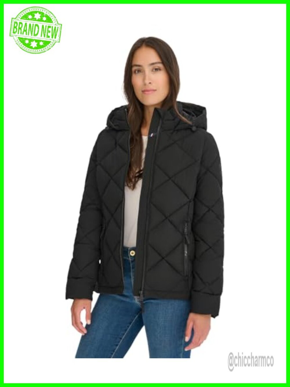 Tommy Hilfiger Zip-Up Lightweight Quilted Hooded Jacket